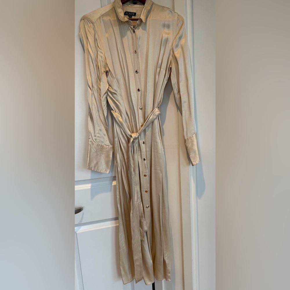 J. Crew Cream + Gold Button Front Dress 
Size 12